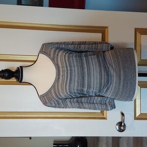 INC Metallic Silver Knit Party Blouse Small